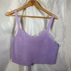 NWT Vero Moda Pastel Purple Lavender Knit V-Neck Cropped Tank Top Blouse